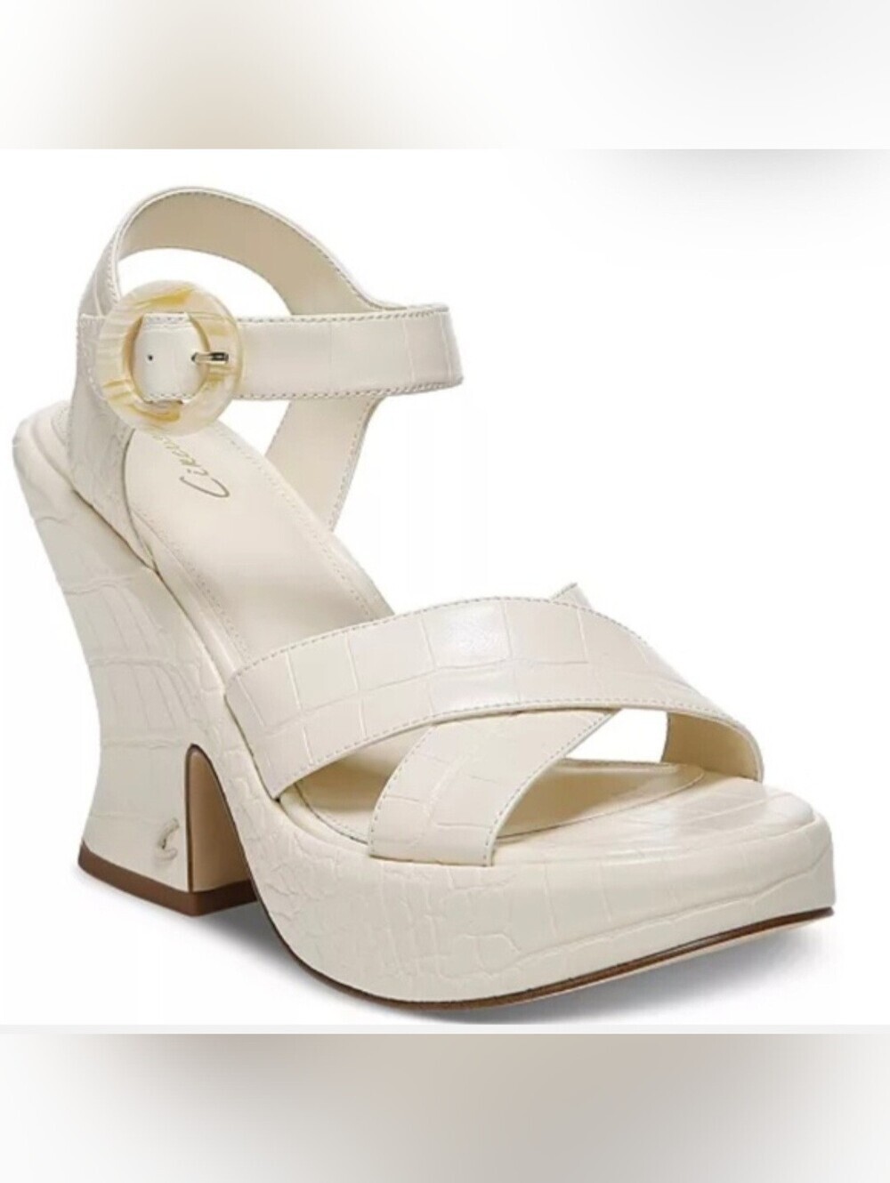 Circus by Sam Edelman Creamy White Croc-Embossed Platform Chunky Heels size 11